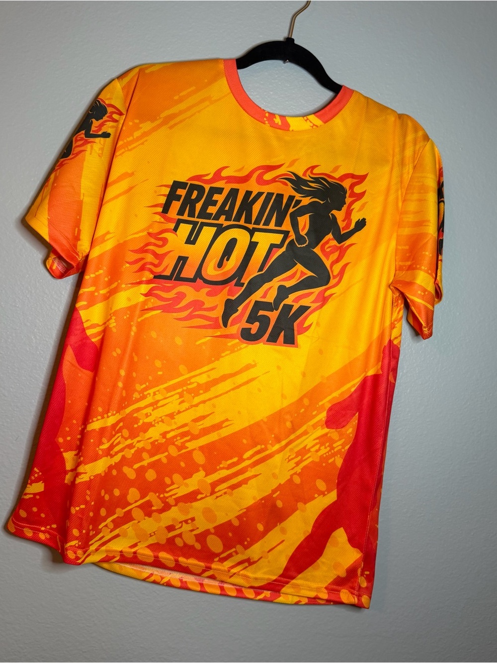 Freakin Hot 5K Performance Tee - Bright Orange & Red